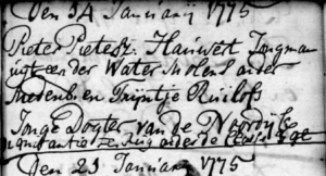 Uitsnede van een akte over een molenaar in het kader van genealogisch onderzoek.
